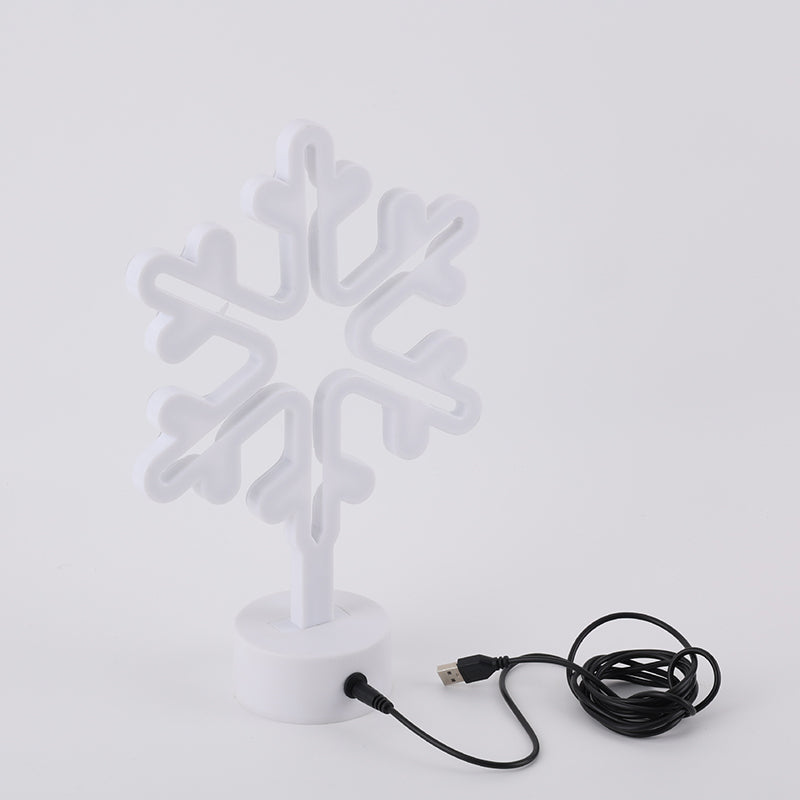 Modern Art Deco Plastic Snowflake Round LED Table Lamp For Living Room