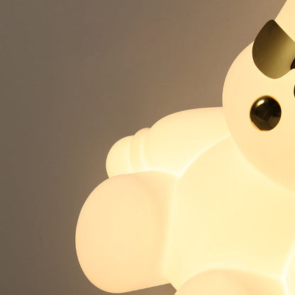 Contemporary Creative Cartoon Animal Bear Shape PE Iron LED Kids Flush Mount Ceiling Light For Bedroom