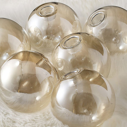 Modern Mid-century Brass Frame Glass Ball Shade 6/9/12/15-Light Chandelier For Living Room