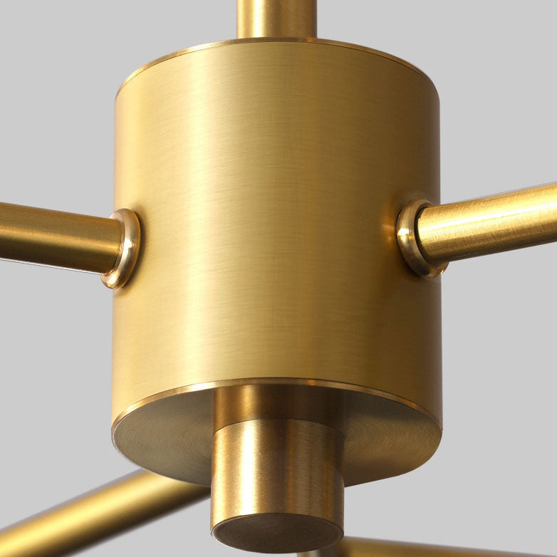 Modern Mid-century Brass Frame Glass Ball Shade 6/9/12/15-Light Chandelier For Living Room