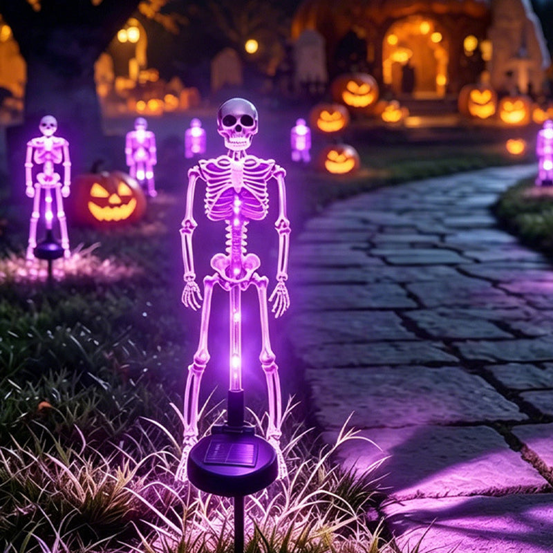 Contemporary Creative Solar Halloween Decor Plastic Skull LED Outdoor Ground Insert Landscape Light For Halloween Yard & Garden
