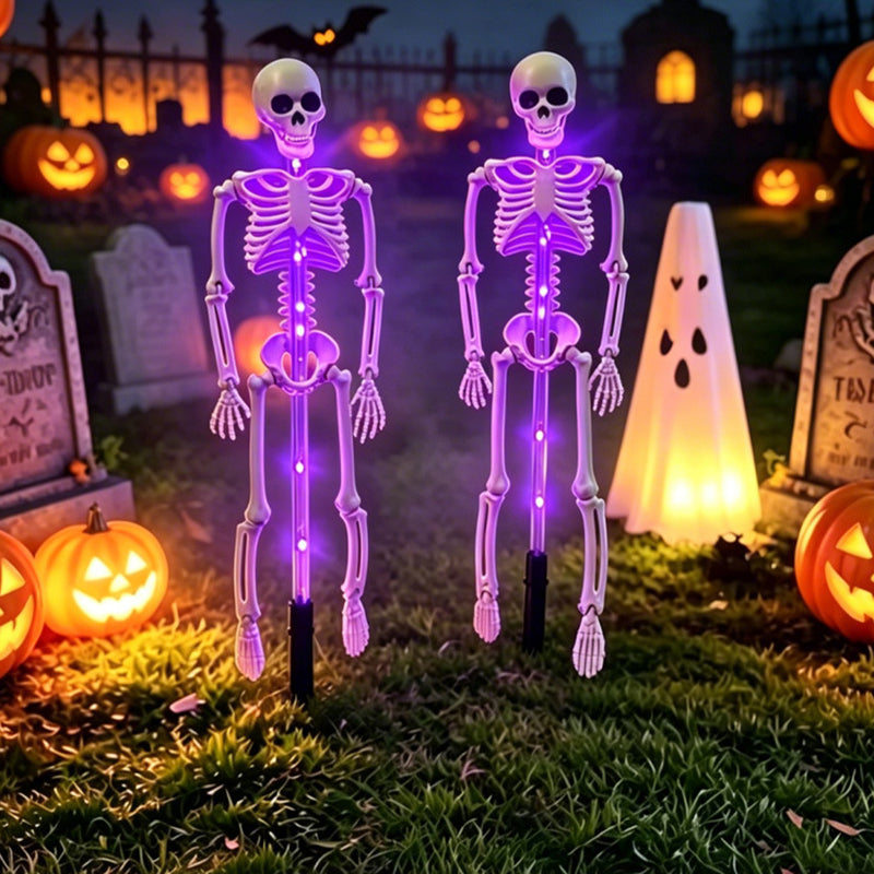 Contemporary Creative Solar Halloween Decor Plastic Skull LED Outdoor Ground Insert Landscape Light For Halloween Yard & Garden