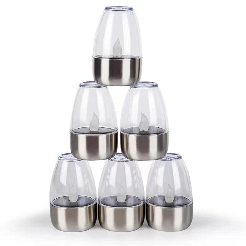 Contemporary Creative Stainless Steel Plastic Candle-Shaped LED Outdoor Light For Patio & Garden