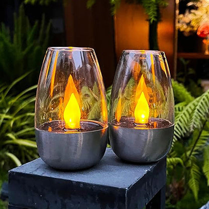 Contemporary Creative Stainless Steel Plastic Candle-Shaped LED Outdoor Light For Patio & Garden
