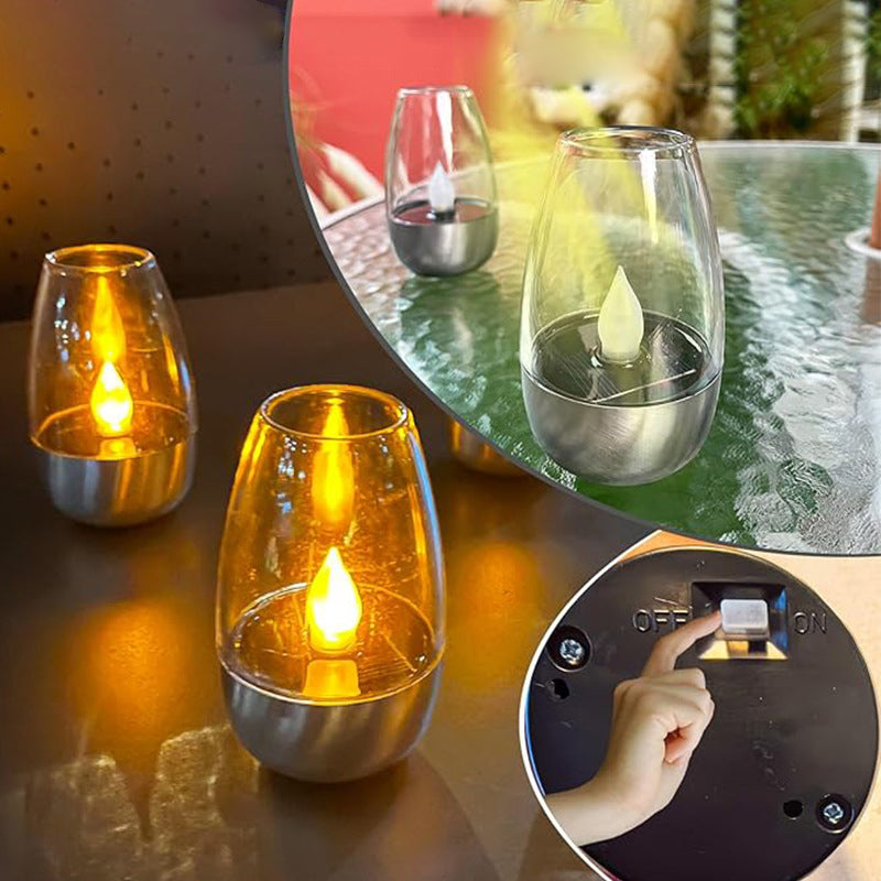 Contemporary Creative Stainless Steel Plastic Candle-Shaped LED Outdoor Light For Patio & Garden