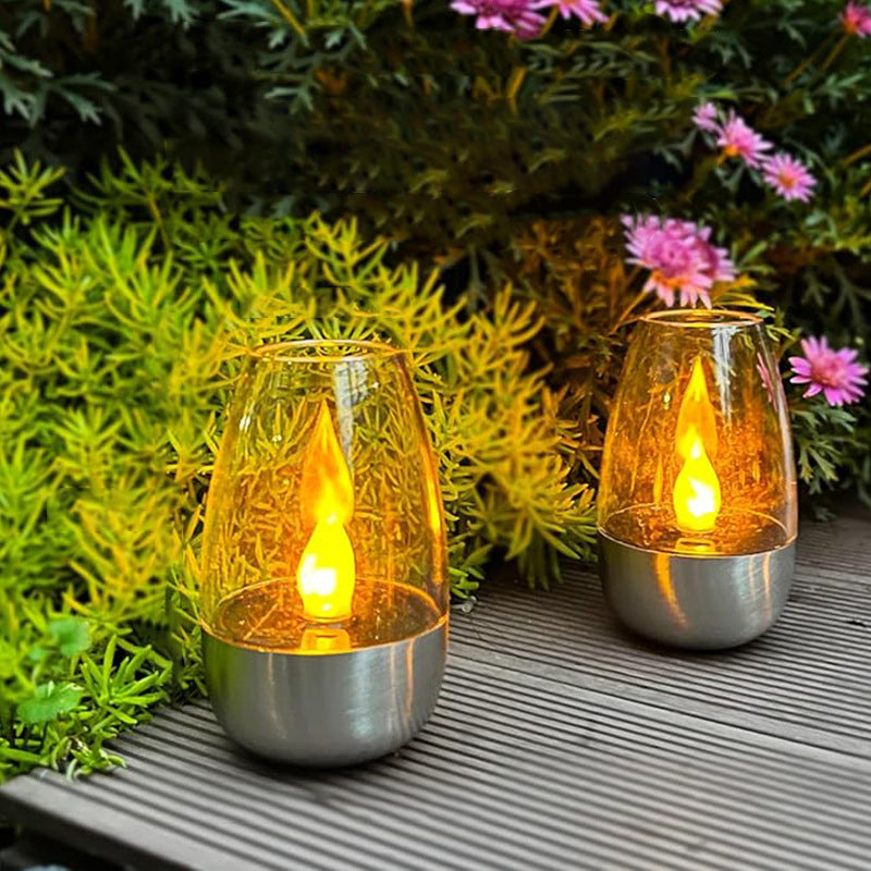 Contemporary Creative Stainless Steel Plastic Candle-Shaped LED Outdoor Light For Patio & Garden