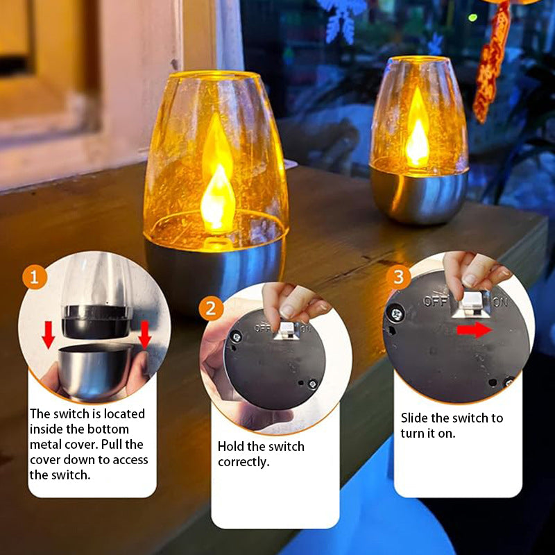 Contemporary Creative Stainless Steel Plastic Candle-Shaped LED Outdoor Light For Patio & Garden