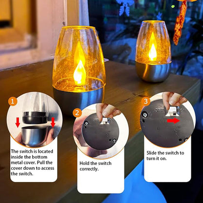 Contemporary Creative Stainless Steel Plastic Candle-Shaped LED Outdoor Light For Patio & Garden