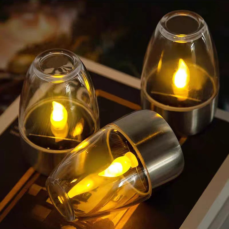 Contemporary Creative Stainless Steel Plastic Candle-Shaped LED Outdoor Light For Patio & Garden