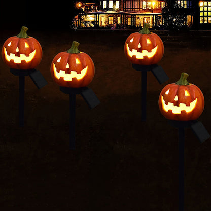Contemporary Creative PVC Metal Pumpkin Lantern-Shaped Halloween LED Outdoor Ground Plug Light For Garden