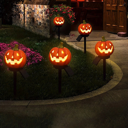 Contemporary Creative PVC Metal Pumpkin Lantern-Shaped Halloween LED Outdoor Ground Plug Light For Garden