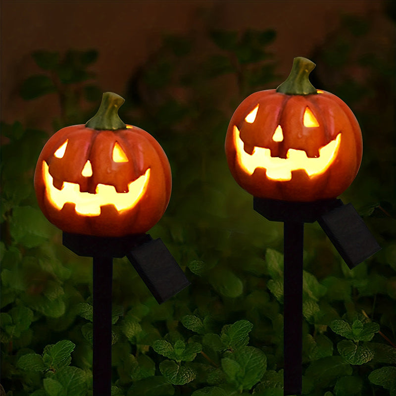 Contemporary Creative PVC Metal Pumpkin Lantern-Shaped Halloween LED Outdoor Ground Plug Light For Garden