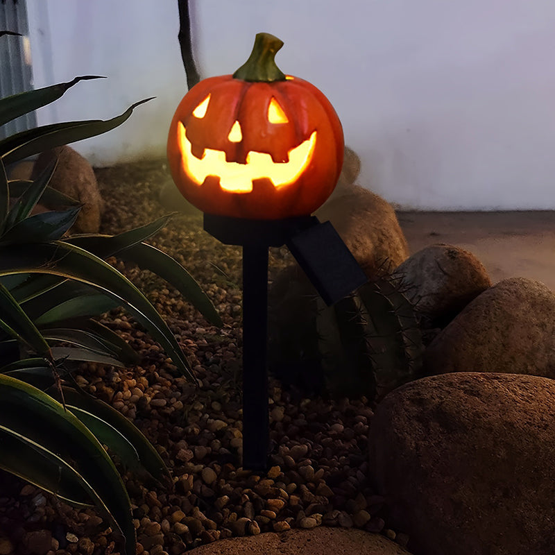 Contemporary Creative PVC Metal Pumpkin Lantern-Shaped Halloween LED Outdoor Ground Plug Light For Garden