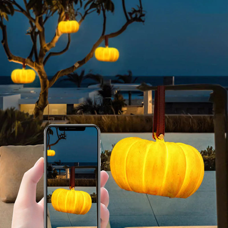 Contemporary Creative Resin Pumpkin-Shaped Round LED Floor Lamp For Outdoor Garden