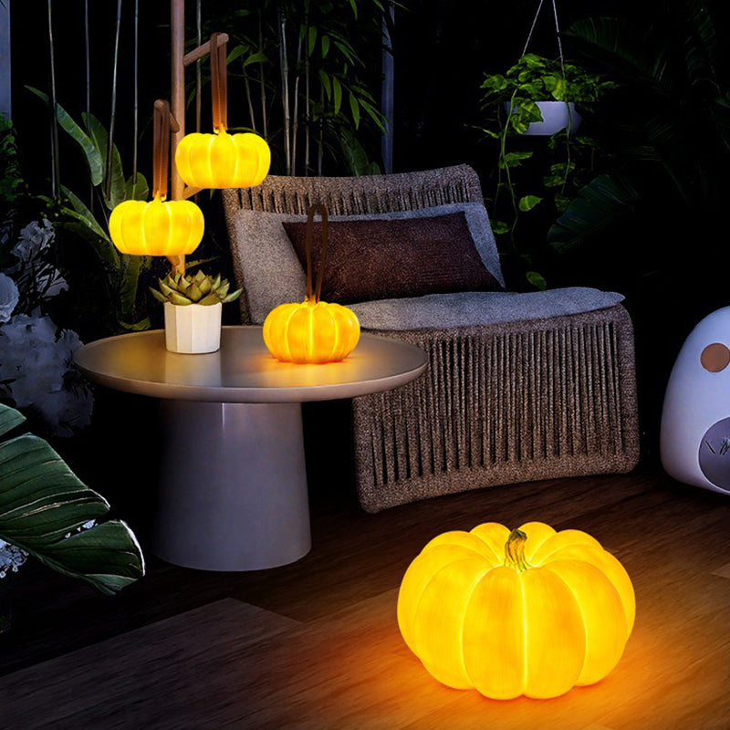 Contemporary Creative Resin Pumpkin-Shaped Round LED Floor Lamp For Outdoor Garden