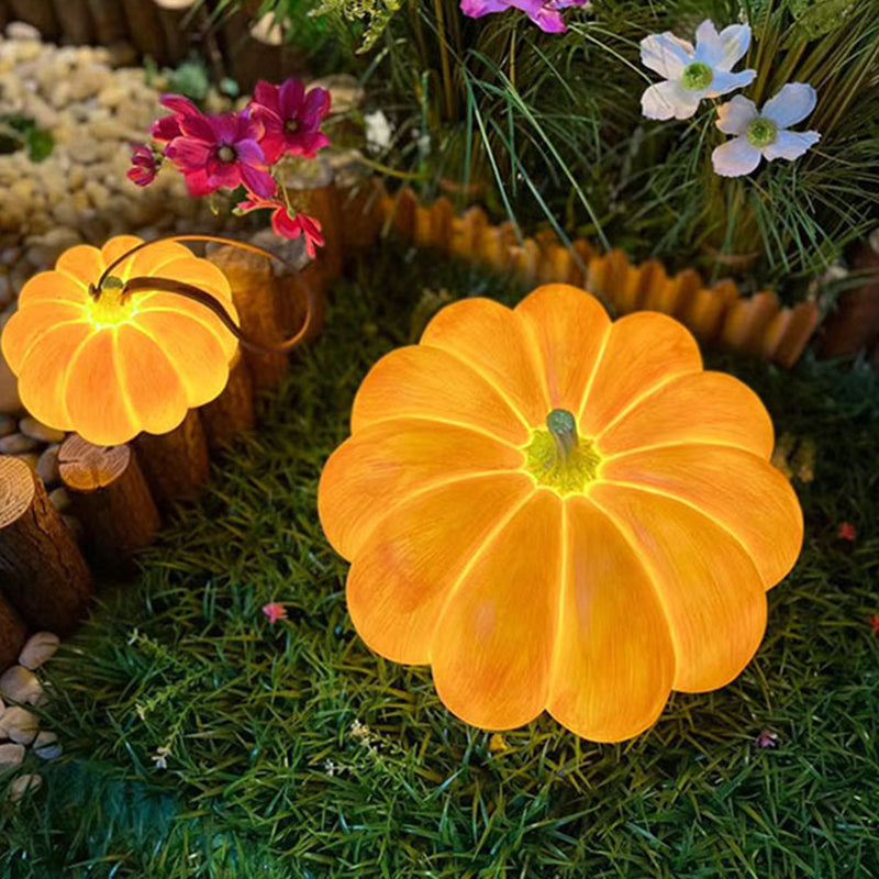 Contemporary Creative Resin Pumpkin-Shaped Round LED Floor Lamp For Outdoor Garden