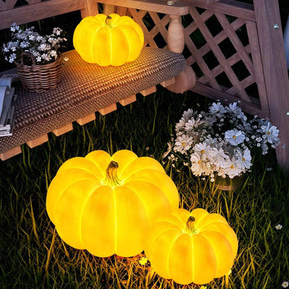 Contemporary Creative Resin Pumpkin-Shaped Round LED Floor Lamp For Outdoor Garden