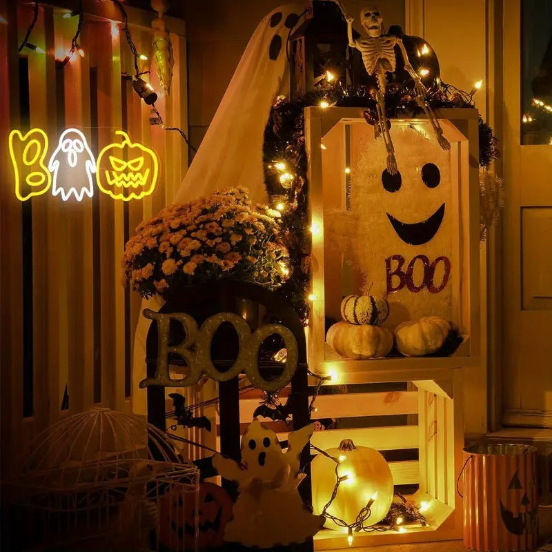 Contemporary Creative PVC Pumpkin & Ghost-Shaped Halloween Party LED Table Lamp For Living Room
