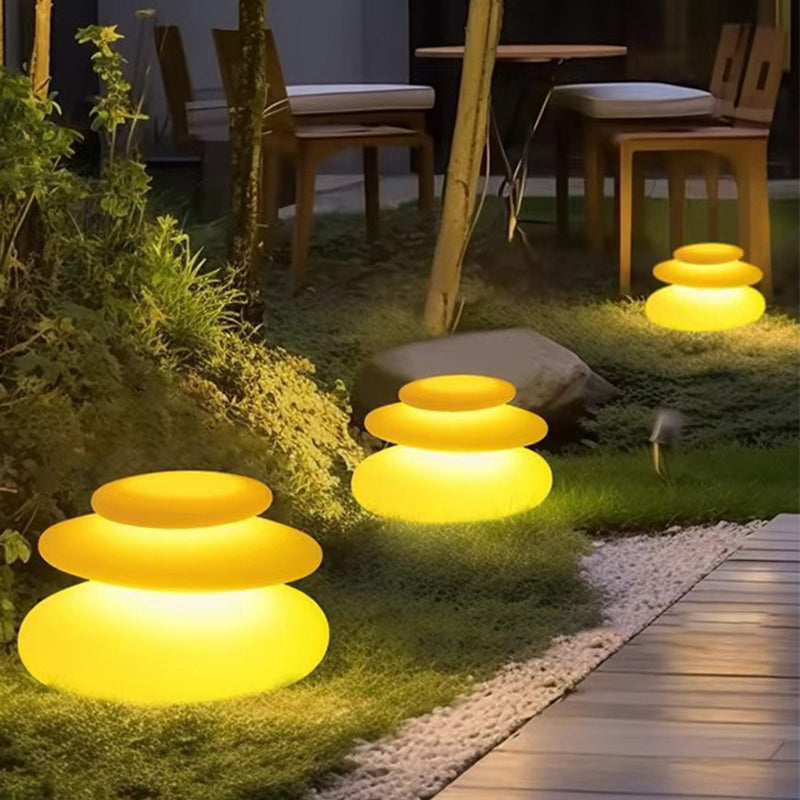 Modern Minimalist PE Pebble-Shaped LED Floor Lamp For Outdoor Garden