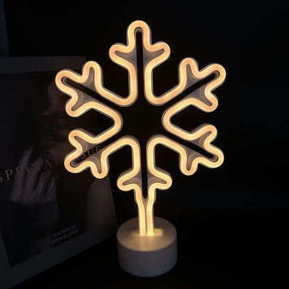 Modern Art Deco Plastic Snowflake Round LED Table Lamp For Living Room