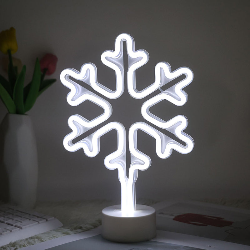 Modern Art Deco Plastic Snowflake Round LED Table Lamp For Living Room