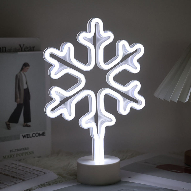 Modern Art Deco Plastic Snowflake Round LED Table Lamp For Living Room