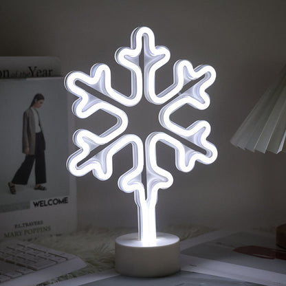 Modern Art Deco Plastic Snowflake Round LED Table Lamp For Living Room