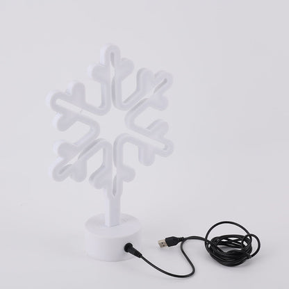 Modern Art Deco Plastic Snowflake Round LED Table Lamp For Living Room