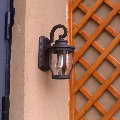 Traditional Vintage Aluminum Glass Curved Round 1-Light Wall Sconce Lamp For Outdoor