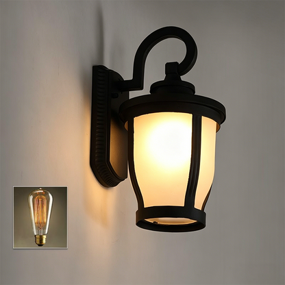 Traditional Vintage Aluminum Glass Curved Round 1-Light Wall Sconce Lamp For Outdoor