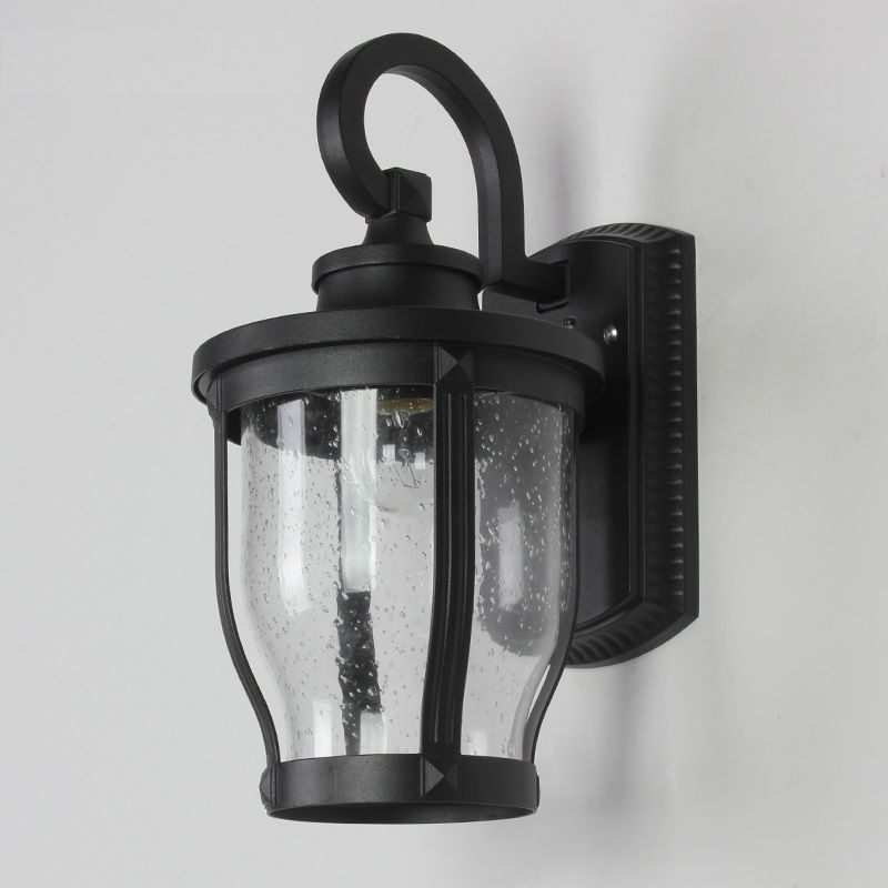 Traditional Vintage Aluminum Glass Curved Round 1-Light Wall Sconce Lamp For Outdoor