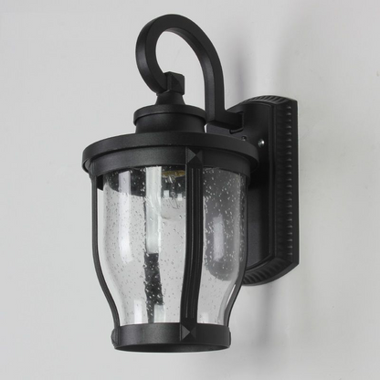 Traditional Vintage Aluminum Glass Curved Round 1-Light Wall Sconce Lamp For Outdoor