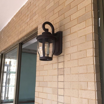 Traditional Vintage Aluminum Glass Curved Round 1-Light Wall Sconce Lamp For Outdoor