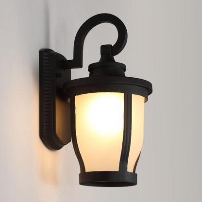 Traditional Vintage Aluminum Glass Curved Round 1-Light Wall Sconce Lamp For Outdoor