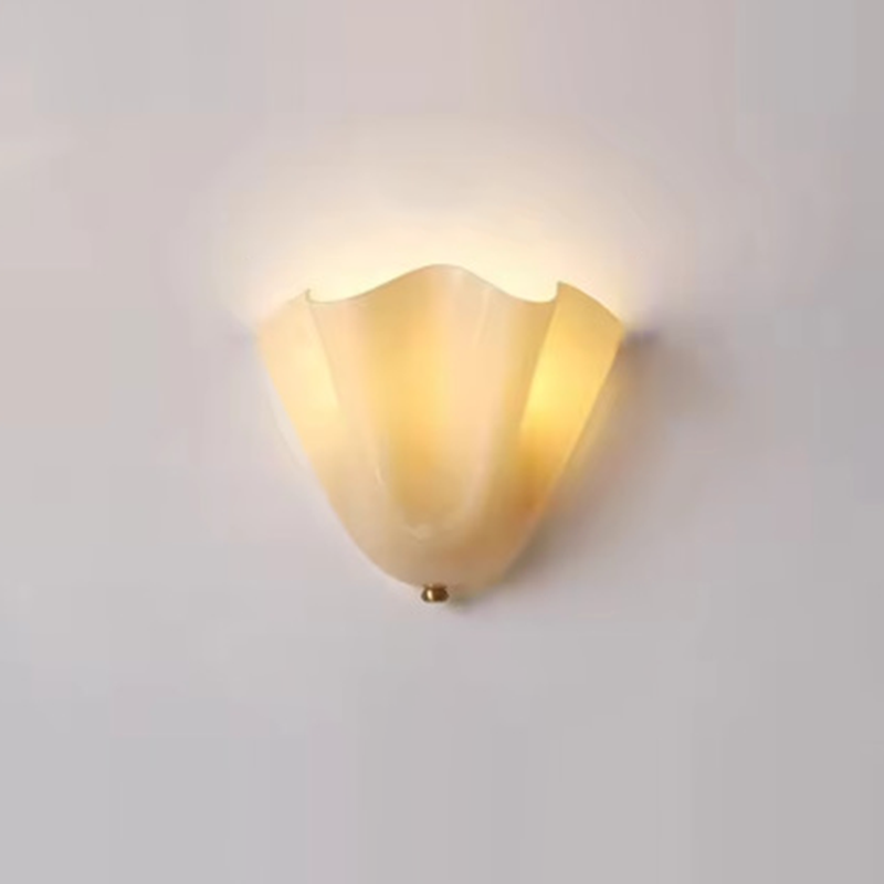 Traditional French Iron Glass Petal 2-Light Wall Sconce Lamp For Living Room