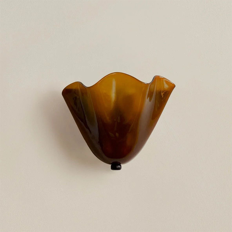 Traditional French Iron Glass Petal 2-Light Wall Sconce Lamp For Living Room