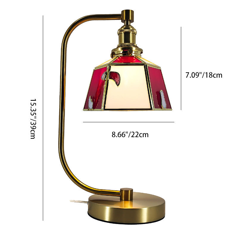 Traditional Tiffany Bell Shape Cylindrical Iron Glass 1-Light Table Lamp For Bedroom