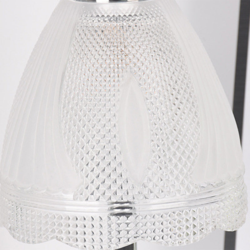 Traditional European Bell Shape Petal Edge Iron Glass LED Table Lamp For Bedroom