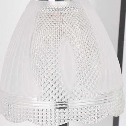 Traditional European Bell Shape Petal Edge Iron Glass LED Table Lamp For Bedroom