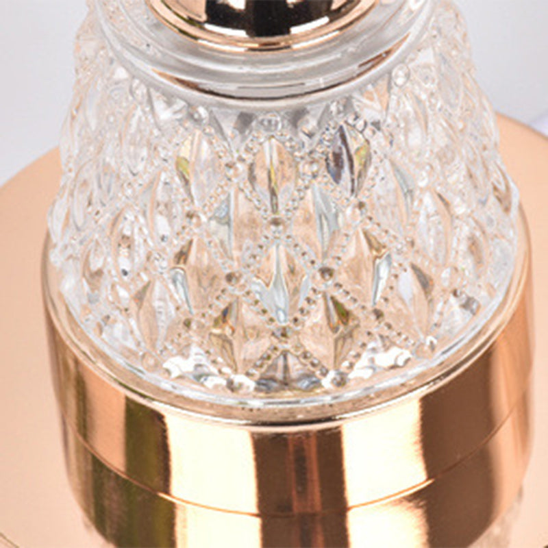 Traditional European Bell Shape Petal Edge Iron Glass LED Table Lamp For Bedroom