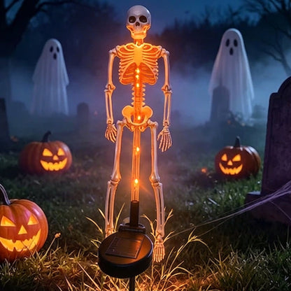 Contemporary Creative Solar Halloween Decor Plastic Skull LED Outdoor Ground Insert Landscape Light For Halloween Yard & Garden