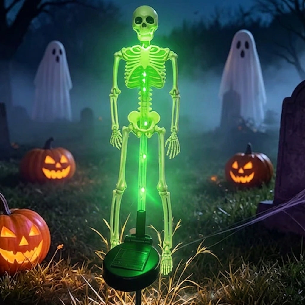 Contemporary Creative Solar Halloween Decor Plastic Skull LED Outdoor Ground Insert Landscape Light For Halloween Yard & Garden
