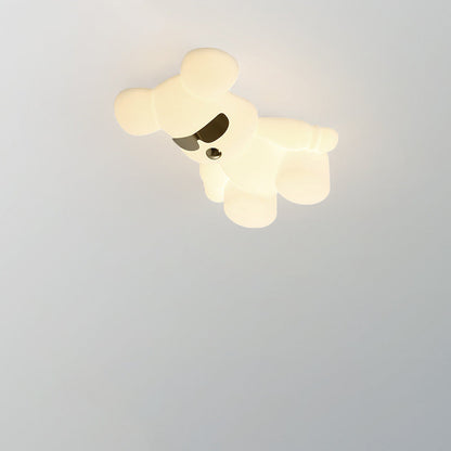 Contemporary Creative Cartoon Animal Bear Shape PE Iron LED Kids Flush Mount Ceiling Light For Bedroom