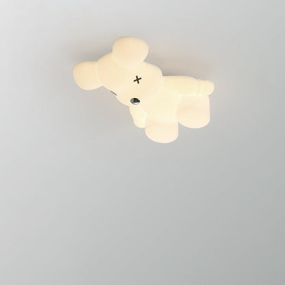 Contemporary Creative Cartoon Animal Bear Shape PE Iron LED Kids Flush Mount Ceiling Light For Bedroom