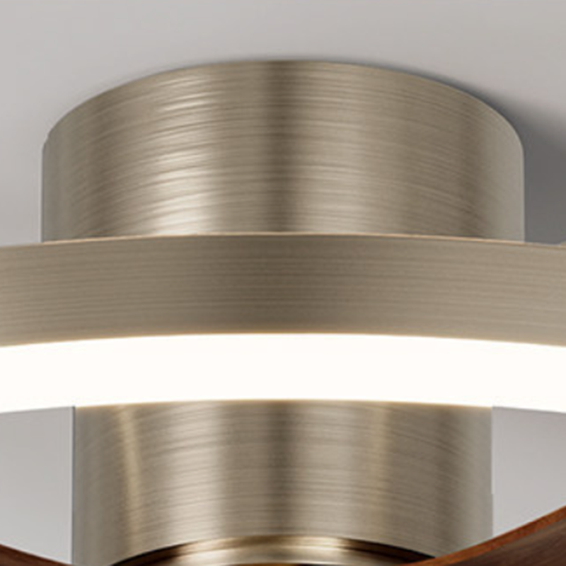 Modern Minimalist Round Aluminum Iron ABS Silicone LED Semi-Flush Mount Ceiling Fan Light Quiet Airflow & Stepless Dimming for Bedroom & Living Room